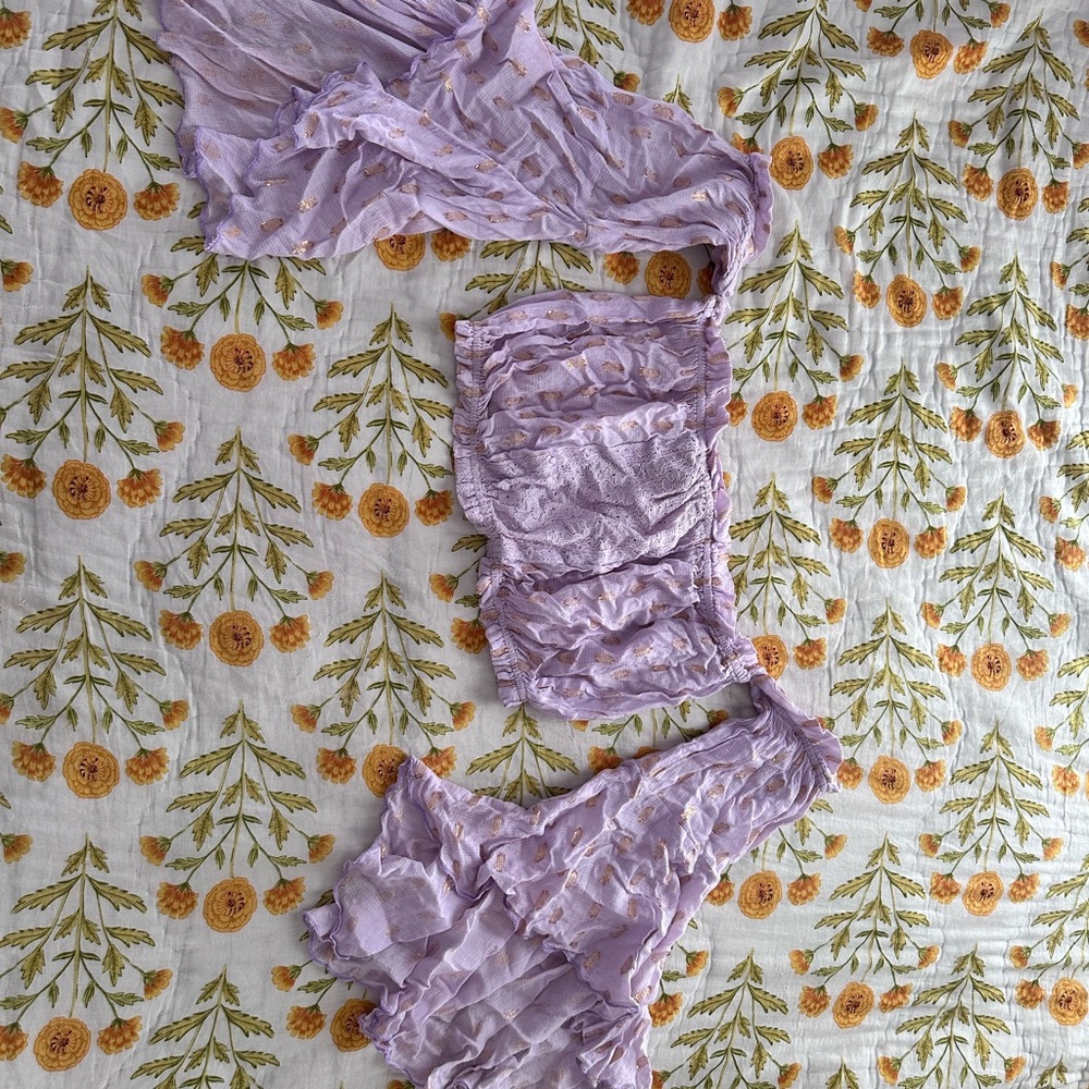 Two Piece Lilac Dress with Gold Foil Detail